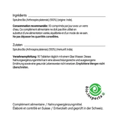Spiruline Bio BN Nutrition, 100% Pure, Riche en Fer et Nutriments, Medi-Lum